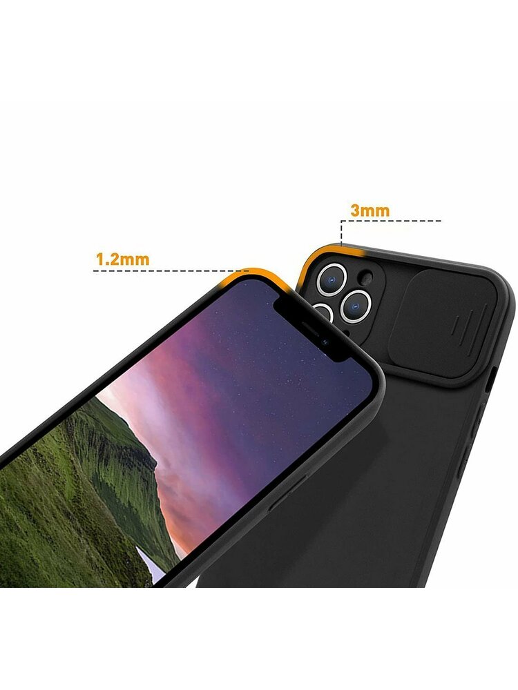 Dėklas IPHONE 11 PRO MAX Nexeri Silicone Lens Privacy Slider Camera Dangtelis juodas